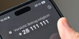 So sieht der Warnhinweis von Vodafone aus, bei der Telekom wird marginal anders gewarnt: "Vorsicht, möglicher Betrug!"