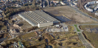 Luftbilder zeigen 100 Jahre Essener Stadtgeschichte Das Foto zeigt ein aktuelles Luftbild vom 15. Dezember zur Sanierungsarbeit auf dem Areal "Essen 51". Foto: Institut für Archäologische Wissenschaften der Ruhr-Universität Bochum/VHS Essen