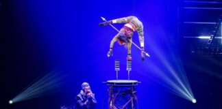 Sie sitzt im Rollstuhl – aber steht im Handstand Bei ihrer Darbietung balanciert Silke Pan auf Handstandstützen - und steigt mit den Klötzen immer weiter in die Höhe.