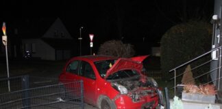 Frau fährt mit 1,6 Promille in Vorgarten Die Beifahrerin wurde ins Krankenhaus gebracht.