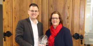 Staatssekretärin Griese besucht Bürgermeister Anders Bürgermeister Patrick Anders, Staatssekretärin Kerstin Griese im Ratinger Rathaus, Bild: Stadt Ratingen