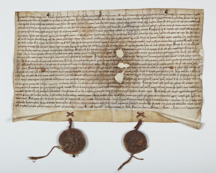 3. Stadterhebungsurkunde, Foto A. Blazy Die Stadterhebungsurkunde Ratingen aus dem Jahr 1276, Stadtarchiv Ratingen. Foto: Achim Blazy