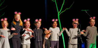 Neuer Kinderchorkurs an St. Lambertus Die Chorkinder bei der Show „Wild Life“ in der Aula des Heinrich-Heine-Gymnasiums. Foto: Lutz Wulfestie