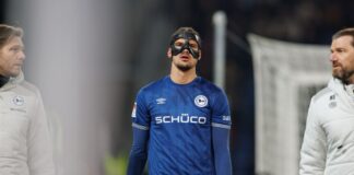 Schwere Schulterverletzung: Bielefeld monatelang ohne Felix Musste verletzt vom Feld: Joel Felix. (Archivbild)