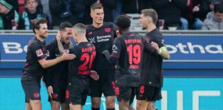 Leverkusen schlägt Bremen und feiert ersten Sieg 2026 Bayer Leverkusen jubelt über das Tor zum 1:0 durch Lucas Vázquez.
