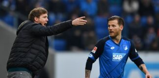 Polanskis Lob für Nagelsmann: Nicht zu Unrecht Bundestrainer Lang ist es her: Hoffenheims Trainer Julian Nagelsmann mit seinem Spieler Polanski. (Archivbild)