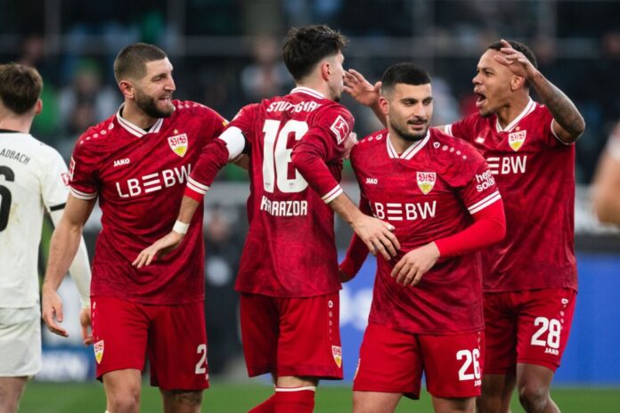 Borussia Mönchengladbach - VfB Stuttgart Der VfB Stuttgart jubelt auch in Mönchengladbach.