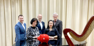 Förderung für die Ratinger Musikschularbeit Freuen sich über eine gute Zusammenarbeit (von links nach rechts): Sebastian Schäper, Eva Müskens, Michael Franzen, Paul Sevenich und Chanyuan Zhao. Foto: Stadt Ratingen