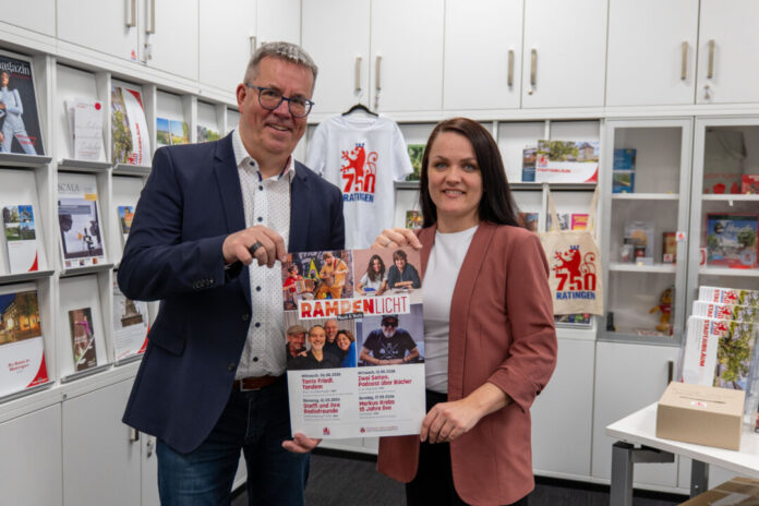 Pressefoto Rampenlicht_Vaupel_Filip_2 Veranstaltungsplanerin Kristina Vaupel und Kulturdezernent Harald Filip freuen sich über die bunte Auswahl an Events. Stadt Ratingen