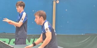 Tischtennis: SV Union II bleibt in der Rückrunde ungeschlagen Das SVU-Doppel Hersel/Servaty an der Platte. Foto: SV Union Velbert