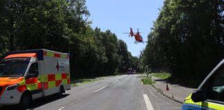 Heiligenhauser bei Unfall in Wülfrath lebensgefährlich verletzt Ein Rettungshubschrauber im Einsatz. Foto: Polizei/Symbolbild