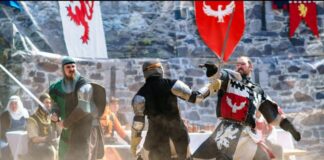 Die Ritterspiele mit den Georgs Rittern sorgen für ein actionreiches Spektakel. Foto: Schloss Burg