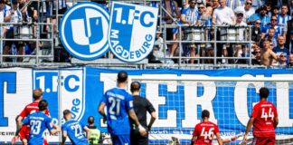 Magdeburg verhagelt Endes Premiere bei Fortuna Düsseldorf Mateusz Zukowski (3.vl, Nr. 22) erzielte das 2:0 für Magdeburg.