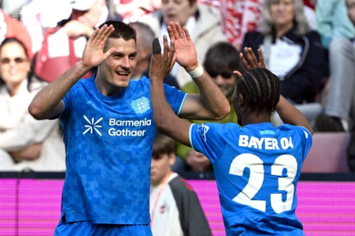 1. FC Köln - Bayer Leverkusen Patrik Schick jubelt über sein Tor zum 2:0.