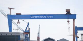 Rheinmetall möchte sich Kieler Marinewerft einverleiben TKMS und German Naval Yards teilen sich eine Werftfläche in Kiel. (Archivbild)