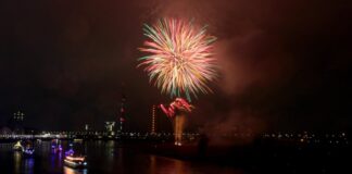 Japanisches Feuerwerk «voller Lebensfreude» in Düsseldorf Das japanisches Feuerwerk erhellt den Nachthimmel über dem Rhein. (Archivbild)