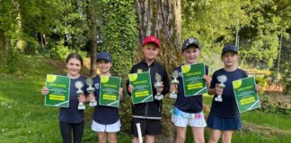 NBV-Jugend räumt bei den Kreismeisterschaften ab Die NBV-Kids freuen sich über ihre Titel bei den Kreismeisterschaften: (Von links nach rechts): Anna Lerner, Eleonora Terranova, Leo Peter, Emma Haschke und Serena Terranova. Foto: NBV