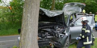 Familienauto prallt gegen Baum – Neunjähriger stirbt Das Auto der Familie prallte links von der Fahrbahn gegen einen Baum.