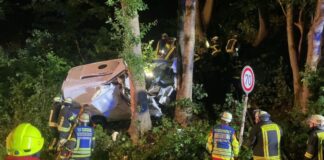 32-Jähriger prallt mit Auto gegen Baum – schwer verletzt Für die Feuerwehr war die Befreiung des schwer verletzten Manns aus seinem Auto eine Herausforderung.