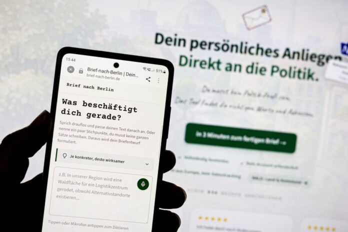 Website brief-nach-berlin.de Das Portal soll helfen, sich an Politiker zu wenden.