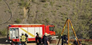 Übung in Wülfrath: Rettung aus 70 Meter tiefem Schacht Am 28. Juli hat die Übung stattgefunden. Foto: FW Wülfrath