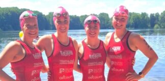 Triathlon-Team Ratingen: Bundesliga-Damen mit unglücklichem Rennen Michelle Alferink , Florentine Exner-Anaç, Franziska Holl und Joana Wolff. Foto: TTR 08