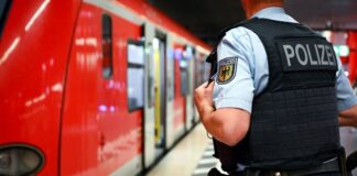 Gewerkschaft: Verbot an allen Bahnhöfen nicht durchsetzbar Ein Bundespolizist steht am Hauptbahnhof an einer S-Bahn. (Symbolbild)