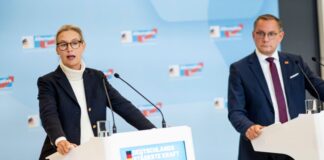 AfD-Chefs fordern Neuwahl der NRW-Kandidatenliste Weidel und Chrupalla warnen wegen des Streits bei der Kandidatenaufstellung vor der Möglichkeit, dass die AfD-Liste nicht zur Landtagswahl zugelassen werden könnte. (Archivbild)