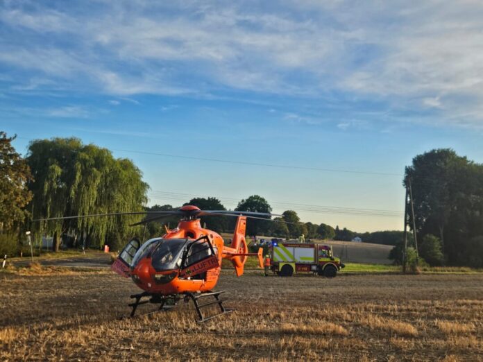 (C)Feuerwehr Ratingen Der Rettungshubschrauber aus Duisburg. Foto: Feuerwehr Ratingen