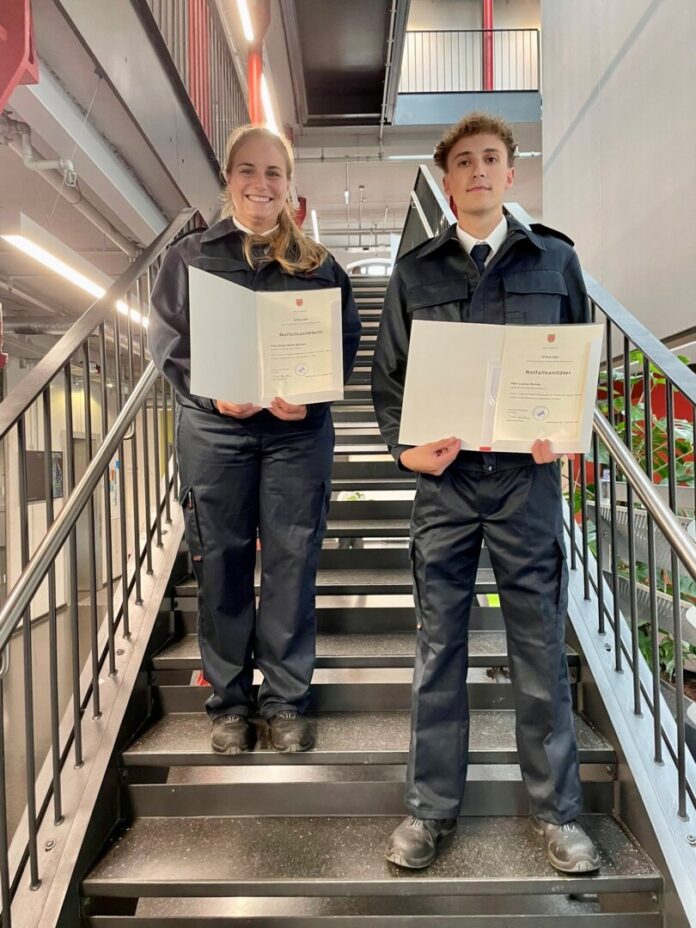 Aileen Stöcker und Lucius Hanne. Foto: feuerwehr Ratingen