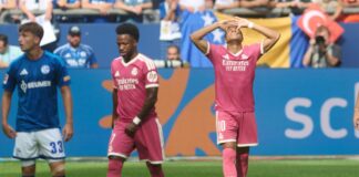 Schalke unterliegt Real Madrid beim Arena-Jubiläum klar Kylian Mbappé erzielte die frühe Führung für Real Madrid.
