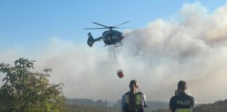 NRW-Landesregierung: Wälder nicht betreten Mehrere Hundert Hektar Waldfläche brennen.