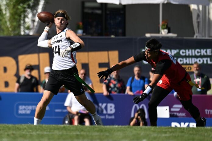 Flag Football-Weltmeisterschaft in Düsseldorf Die deutschen Männer verloren ihr Viertelfinale gegen Italien.