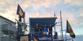 Bomberos: Ungewöhnlicher Perspektivwechsel über der Speestraße Im "KunstBüdchen" an der Speestraße gibt es das besondere Kunstprojekt. Foto: TuS 08 Lintorf