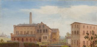 Museum Ratingen: „750 Jahre Ratingen − eine Standortbeschreibung“ Leonhard Rausch, Die Schütte’sche Mühle, 1860, Foto: Johannes Bendzulla