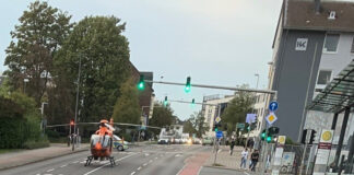 Der Rettungshubschrauber landete am ZOB. Foto: Feuerwehr Velbert