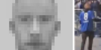 Versuchte Tötung nach Spiel zwischen Schalke und Bayern München: Wer kennt diesen Mann? Die Polizei fahndet öffentlich nach einem Tatverdächtigen. Fotos (verfremdet): Polizei
