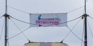Anti-Kriegsbündnis protestiert gegen Aufrüstung Im Kölner Grüngürtel veranstaltet das Antikriegs-Bündnis «Rheinmetall entwaffnen» bis Sonntag ein Protestcamp.