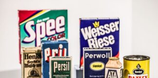 Persil, Taft, Pril, Pritt – Henkel wird 150 Ein Reihe historischer Produktverpackungen bekannter Henkel-Produkte.