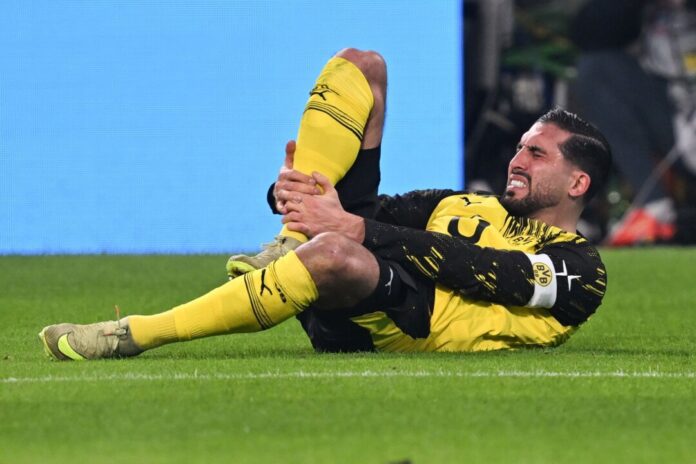 Emre Can BVB-Kapitän Emre Can ist weiter verletzt und kann in der Champions-League-Vorrunde nicht spielen. (Archivbild)