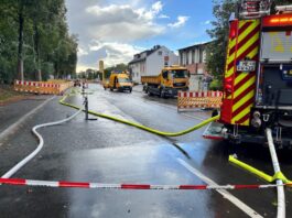 Gas-Unfall in Wülfrath: Leitung wieder in Betrieb Der Einsatz an der Wilhelmstraße. Foto: FW Wülfrath
