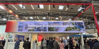 Ratingen präsentiert sich bei der Expo Real Der Ratinger Stand auf der Immobilienmesse. Foto: Stadt Ratingen