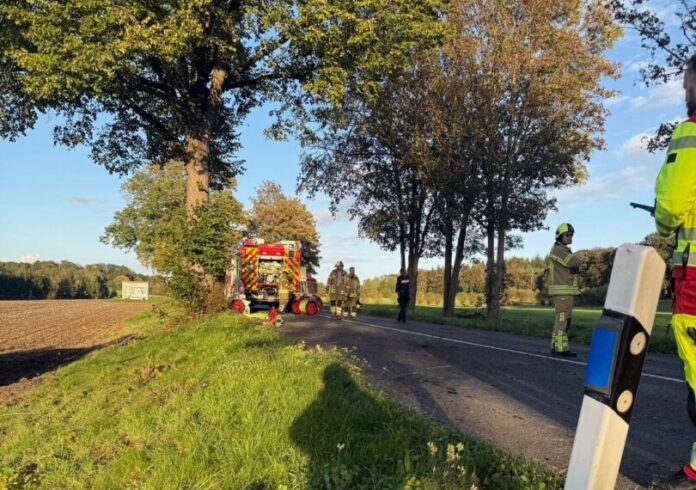 (C)Feuerwehr Ratingen Auf der Essener Straße in Ratingen-Breitscheid kam es zu dem folgenschweren Unfall. Feuerwehr Ratingen