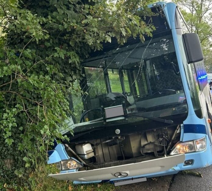 Busunfall mit verletzten Kindern In dem Bus saßen nach Polizeiangaben Kinder im Alter zwischen 10 und 14 Jahren. (Handoutbild)